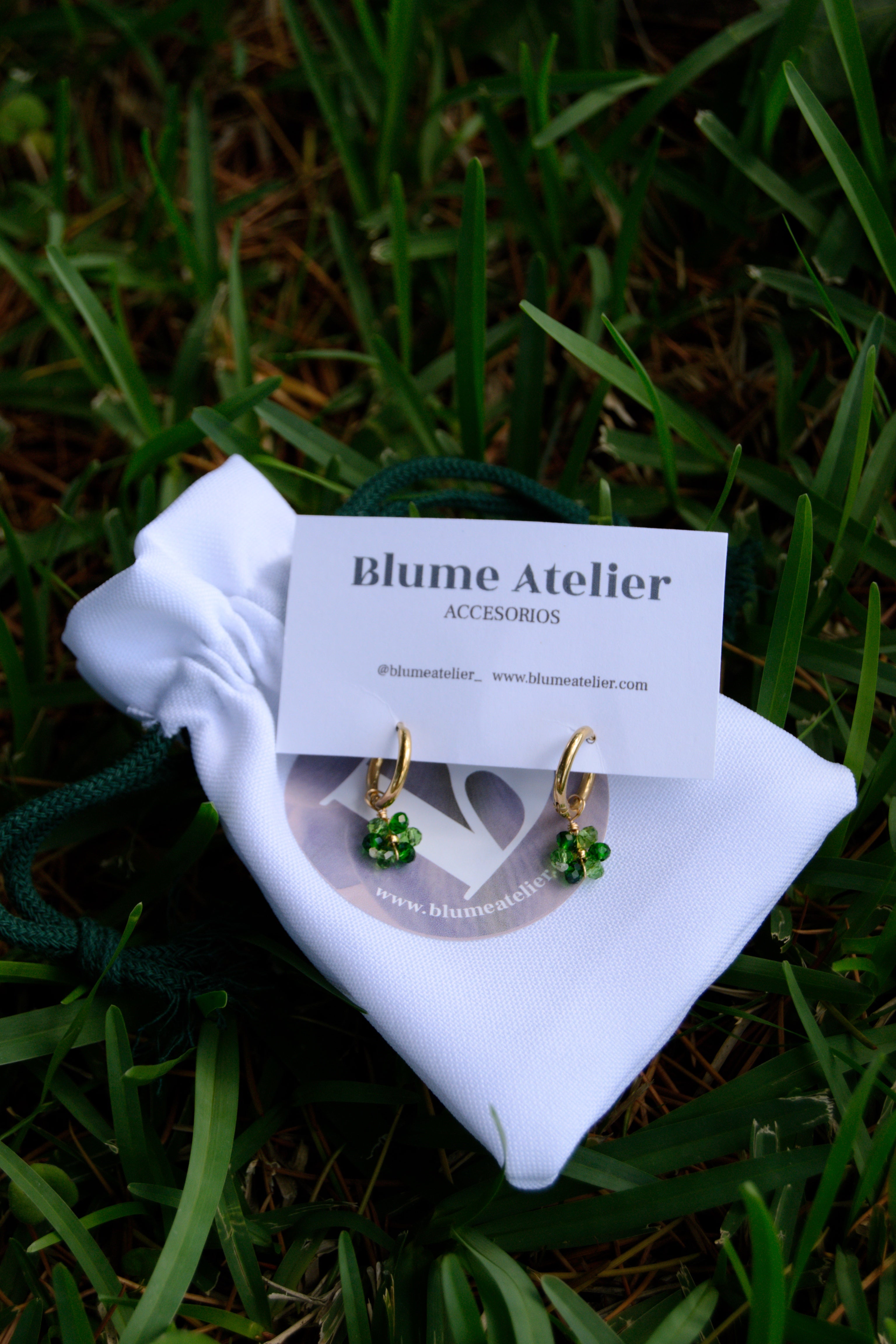 Pendientes Aro Flor Verde