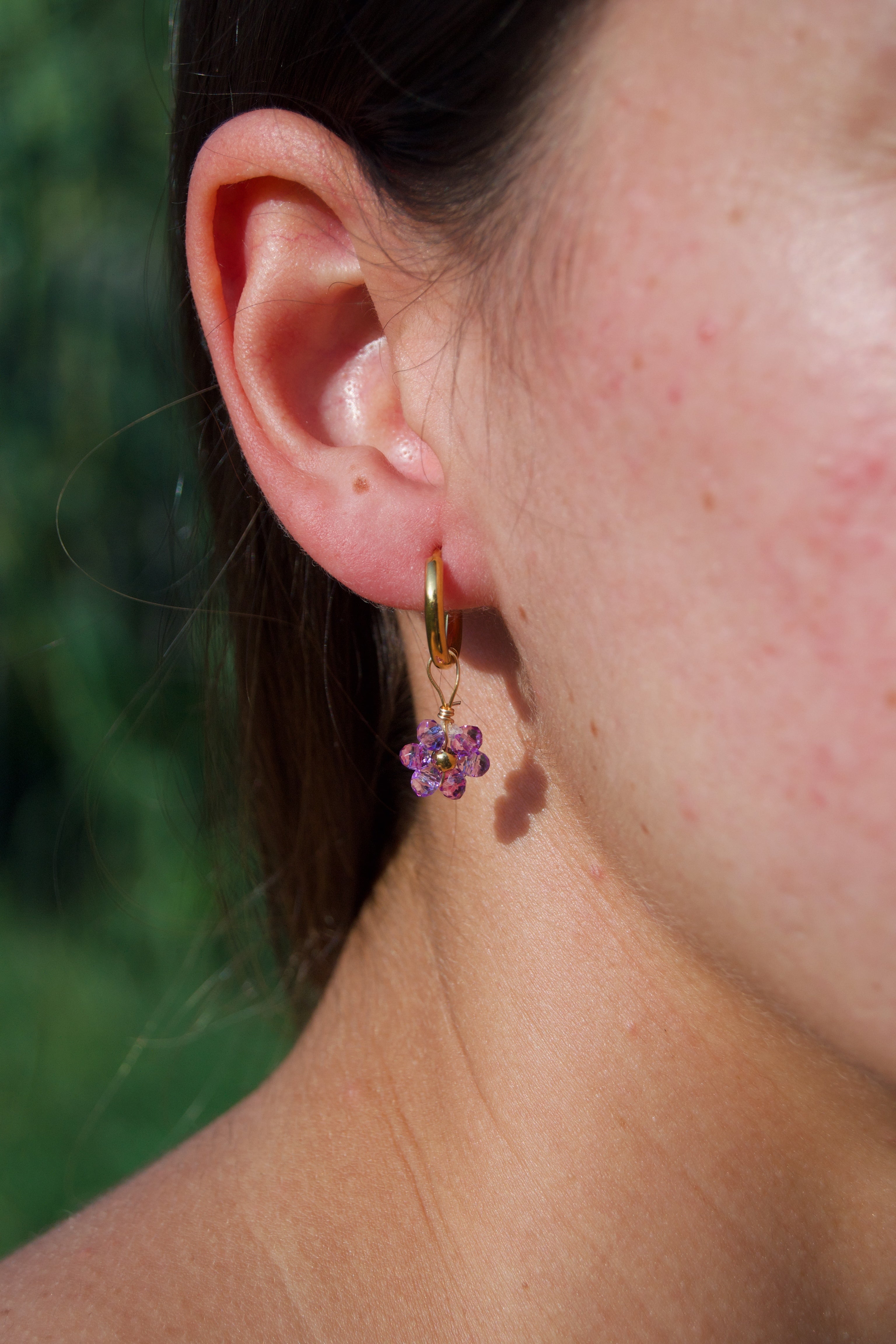 Pendientes Aro Flor Lila