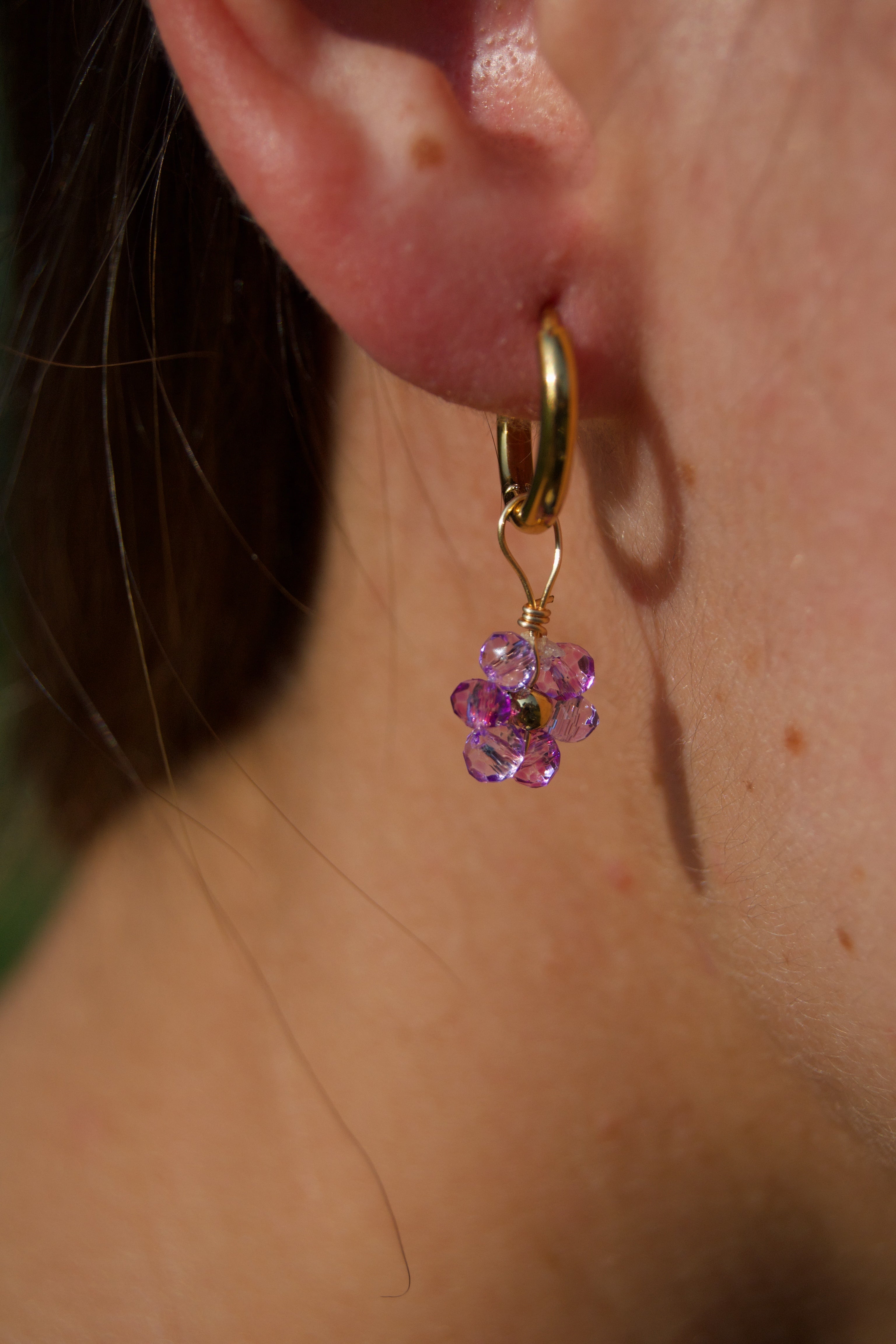 Pendientes Aro Flor Lila