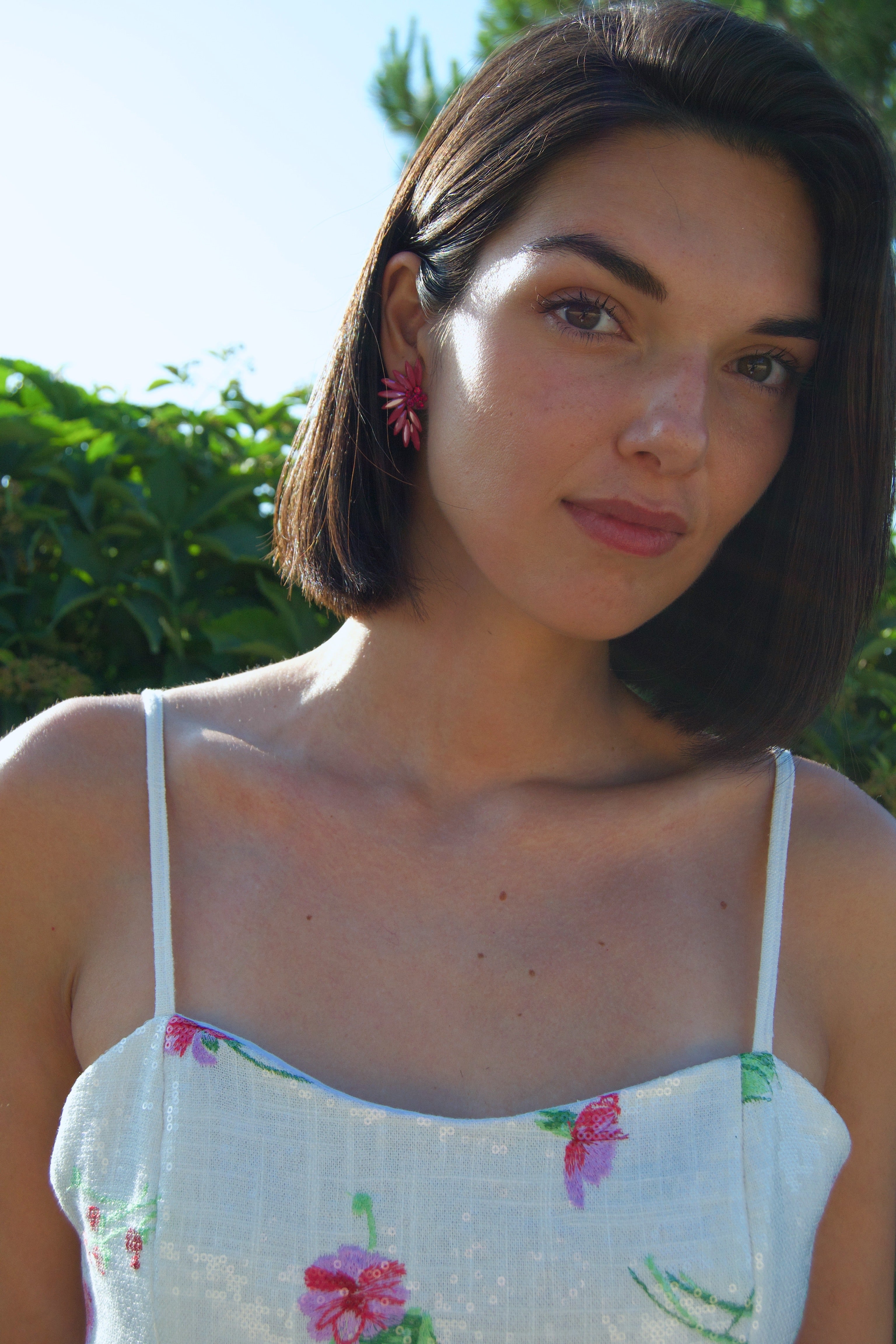 Pendientes Flor Fuxia