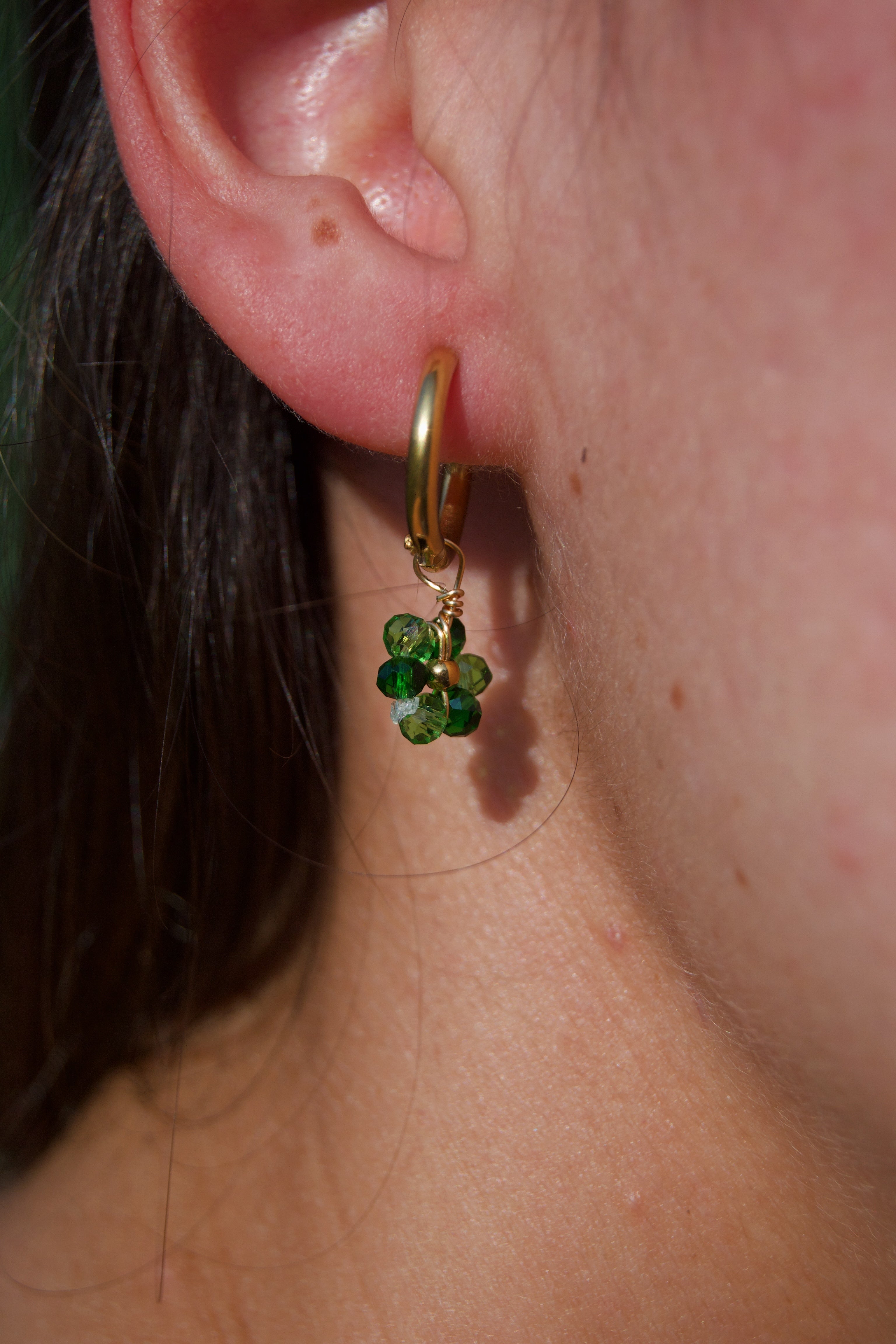 Pendientes Aro Flor Verde