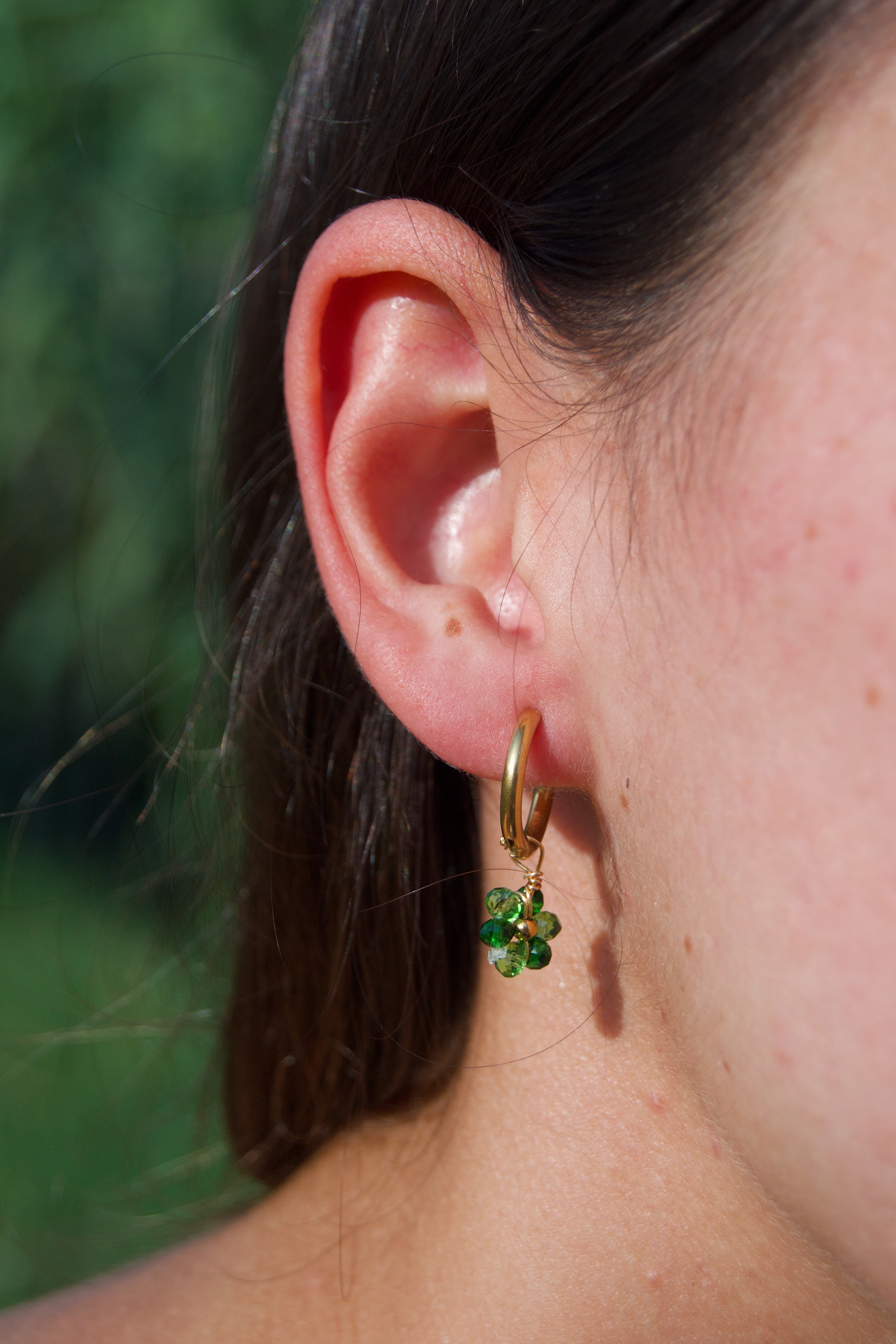 Pendientes Aro Flor Verde